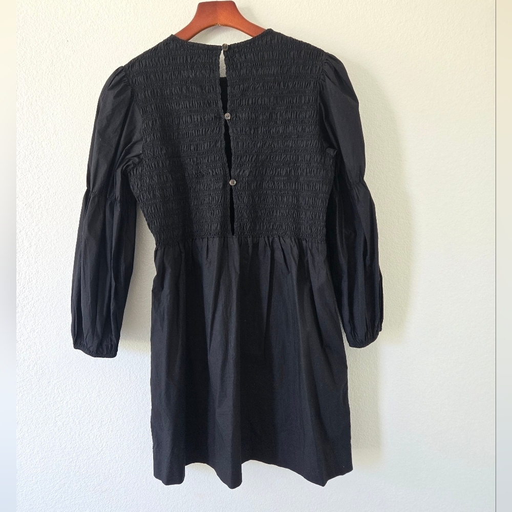 GANNI Women's Cotton Poplin Mini Smock Dress in Black size 38 or 6 - Picture 10 of 16